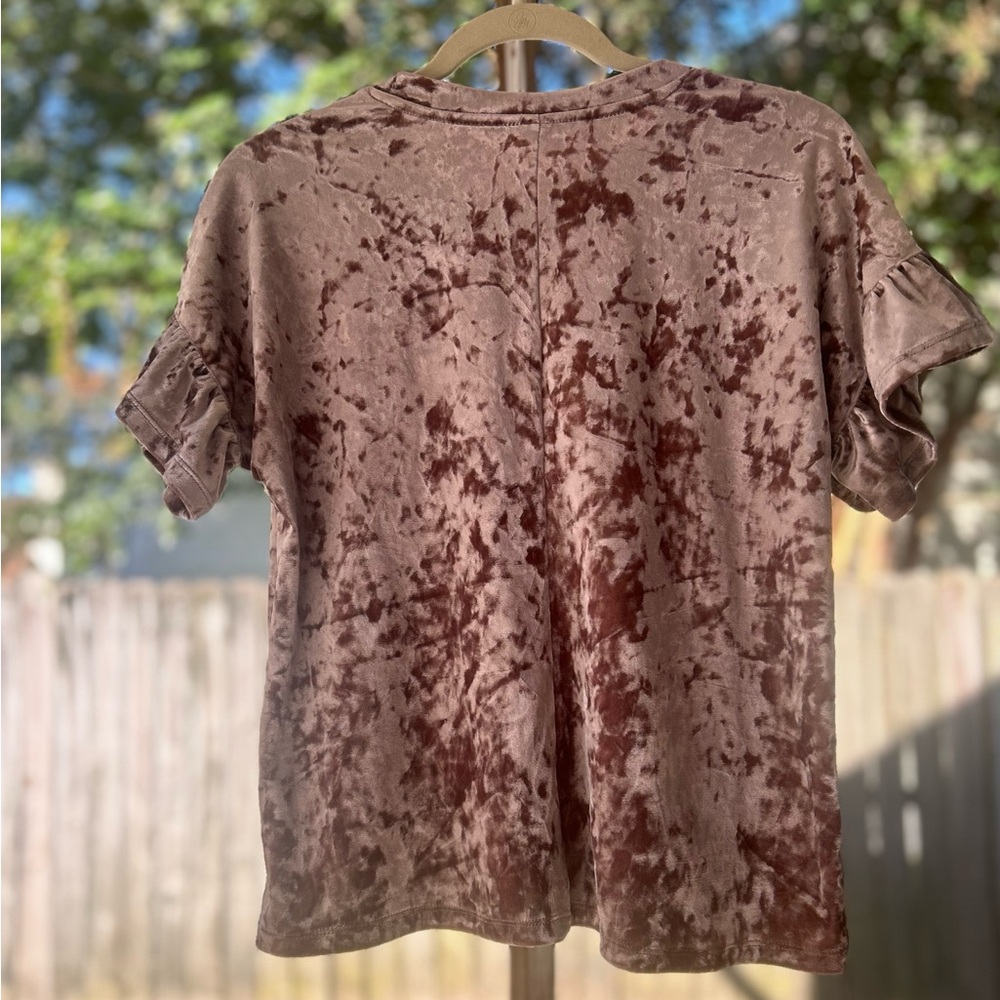 Pink Velvet Ruffle Sleeve Tee - Picture 3 of 7